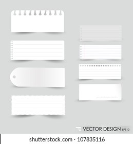 Collection various white note papers  ready for your message  Vector illustration 