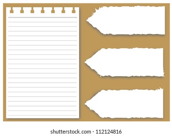Collection of various white note papers, ready for your message. Vector illustration.