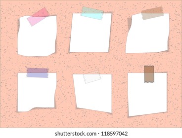 Collection of various white note papers, ready for your message. Vector illustration.