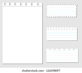 Collection of various white note papers, ready for your message. Vector illustration.