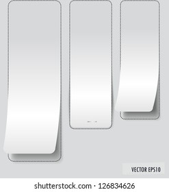 Collection of various white note papers cut from sheet of paper. Vector illustration.