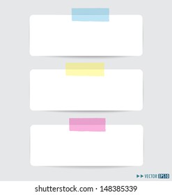Collection of various white note papers, ready for your message. Vector illustration.