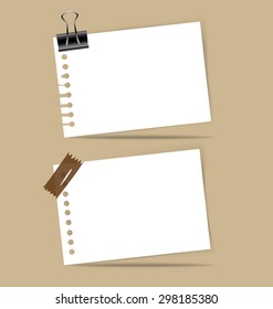 Collection of various white note papers, ready for your message. Vector illustration