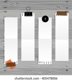 Collection of various white note papers, ready for your message. Vector illustration.