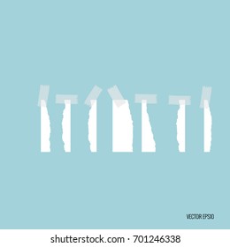 Collection of various white note papers, ready for your message. Vector illustration.