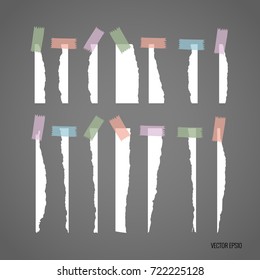 Collection of various white note papers, ready for your message. Vector illustration.