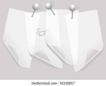 collection of various white note papers or transparent stickers wiht pins
