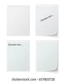 Collection of various white papers, leaves for the label ready for Your message. Vector illustration.