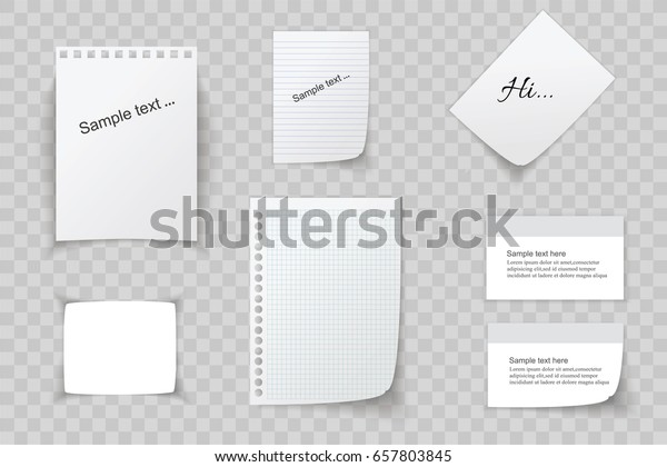 Collection of various white\
papers, leaves for the label ready for Your message. Vector\
illustration.