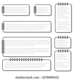 Collection of various white papers, ready for your message. Vector illustration. Quote frames. Blank template with print information design quotes.  Quote bubble. Empty template. Circle business card 