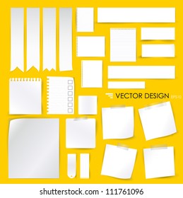 Collection of various white papers, ready for your message  Vector illustration