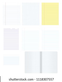 Collection of various white papers, ready for your message. Vector illustration.