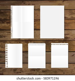 Collection of various white papers, ready for your message. Vector illustration.