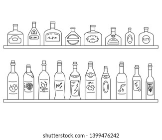 Collection of various wine drinks on a white background. Vector illustration.