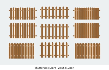 Collection of Various Wooden Fence Designs in an Illustration Format	