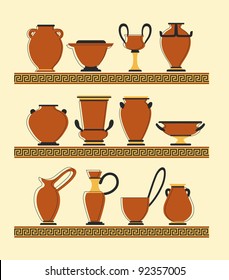 Collection vases in ancient greek style