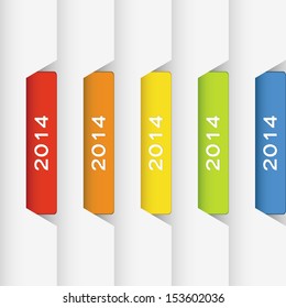 collection of Vector 2014 Labels / Stickers on the edge of the (web) page
