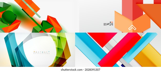 Colección de fondos abstractos vectoriales. Líneas de color, formas
