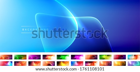 Collection of vector abstract backgrounds - liquid bubble shapes on fluid gradients with shadows and light effects. Shiny design template