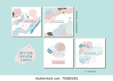 Collection of Vector Abstract Cards, Hand Painted Design Elements, Organic Shapes, Abstract Backgrounds