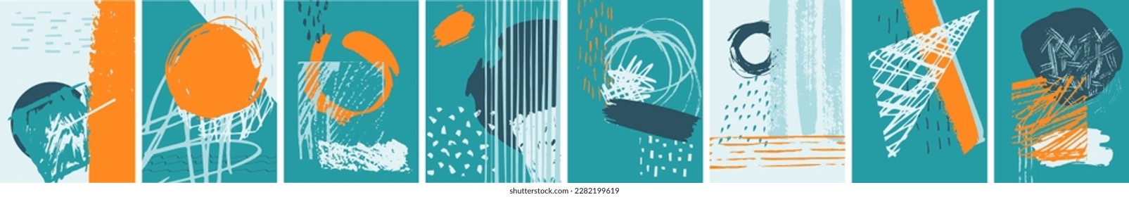 Collection of vector  abstract composition. Colorful design for  placards, brochures, posters, covers and banners. Modern design colored hand drawn shapes.