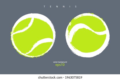 Collection of vector abstract tennis balls. Hand drawing.