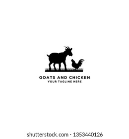 collection of vector animal logos. Goat and Chicken designs. - Vector