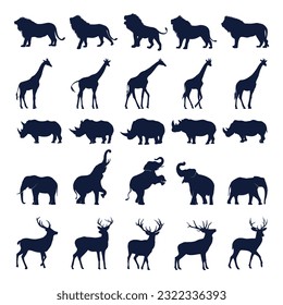 Collection of vector animal silhouettes