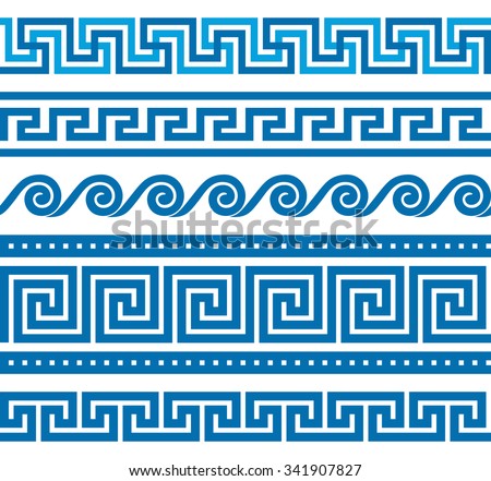 Collection of vector antique greek border ornaments