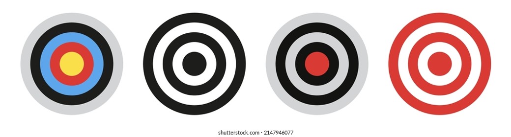 Collection of vector archery targets isolated on white.