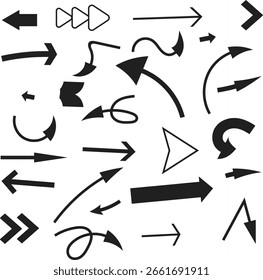 Una colección de iconos de flecha de Vector en una variedad de direcciones, incluyendo arriba, abajo, izquierda y derecha, adecuado para el Diseño web