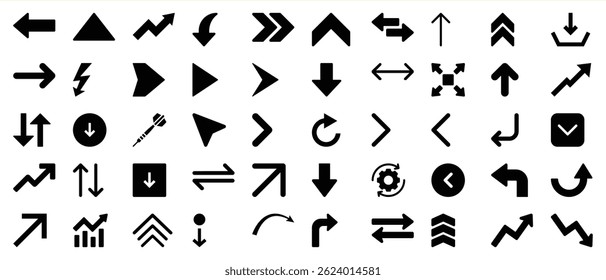 Collection of vector arrow icons in various shapes and directions