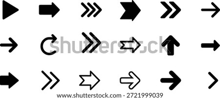 A collection of vector arrow silhouettes for design, directional icons in a bundle