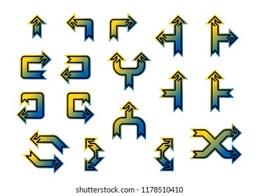 Collection of vector arrows in elegant style and bright colors