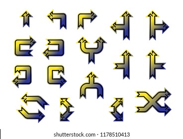Collection of vector arrows in elegant style and bright colors