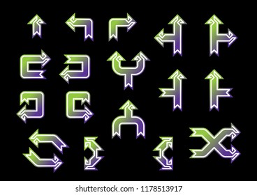 Collection of vector arrows in elegant style and bright colors