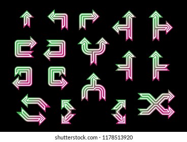 Collection of vector arrows in elegant style and bright colors