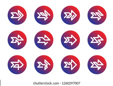 Collection of vector arrows in elegant style and bright colors