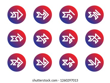 Collection of vector arrows in elegant style and bright colors