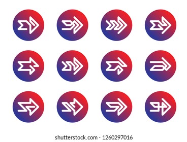 Collection of vector arrows in elegant style and bright colors