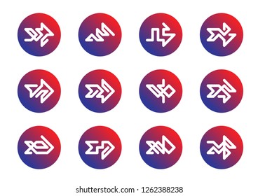Collection of vector arrows in elegant style and bright colors