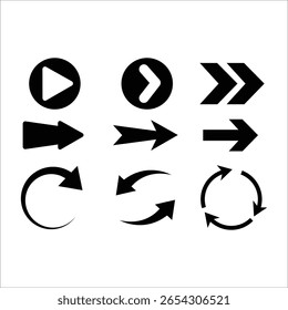 Collection of vector arrows on white background showing multiple directions