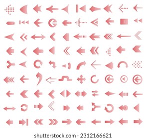 Collection of vector arrows. Red arrows with gradient. ESP 10.