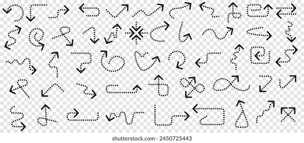A collection of vector arrows that provide a clean and modern design. These arrows have a linear thin shape and can be used as web design elements, social network icons or graphic projects.