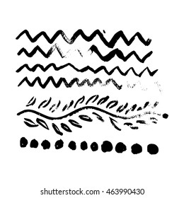 Collection of vector art brushes. Hand crafted custom grunge brushes with rough edges.