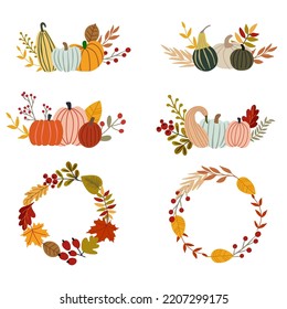 Collection of vector autumn compositions. Autumn elements for your design.
