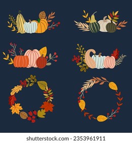 Collection of vector autumn compositions. Autumn elements for your design.