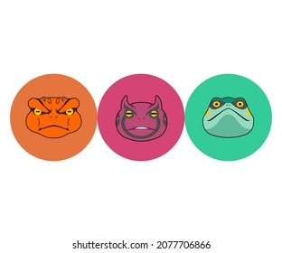 A collection of vector avatars of frog characters in anime with a simple and minimalistic style taken from the legendary animal characters in the popular Japanese anime