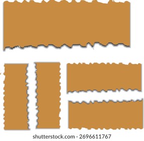 Una colección de Formas de Anuncio de Vector con bordes de papel realistas rasgados o rasgados, dando un aspecto texturizado y hecho a mano.
