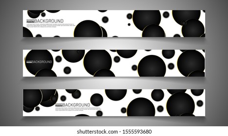 collection vector banners. black round background with a golden circle outline on a white background. web design, presentation, advertising, etc.